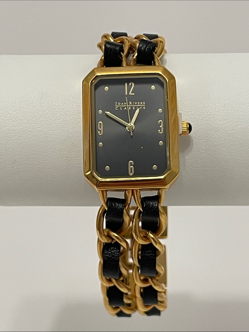 Joan Rivers Vintage Classics Collection Black Woven Chain-Link Watch